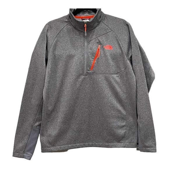 THE NORTH FACE Fleece Quarter Zip Pullover for Men in Heather Grey Red Medium